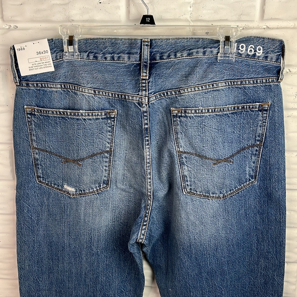 GAP 1969 BOOT CUT JEANS  DESTRUCTED Men’s 36x30 NWT - Picture 7 of 15
